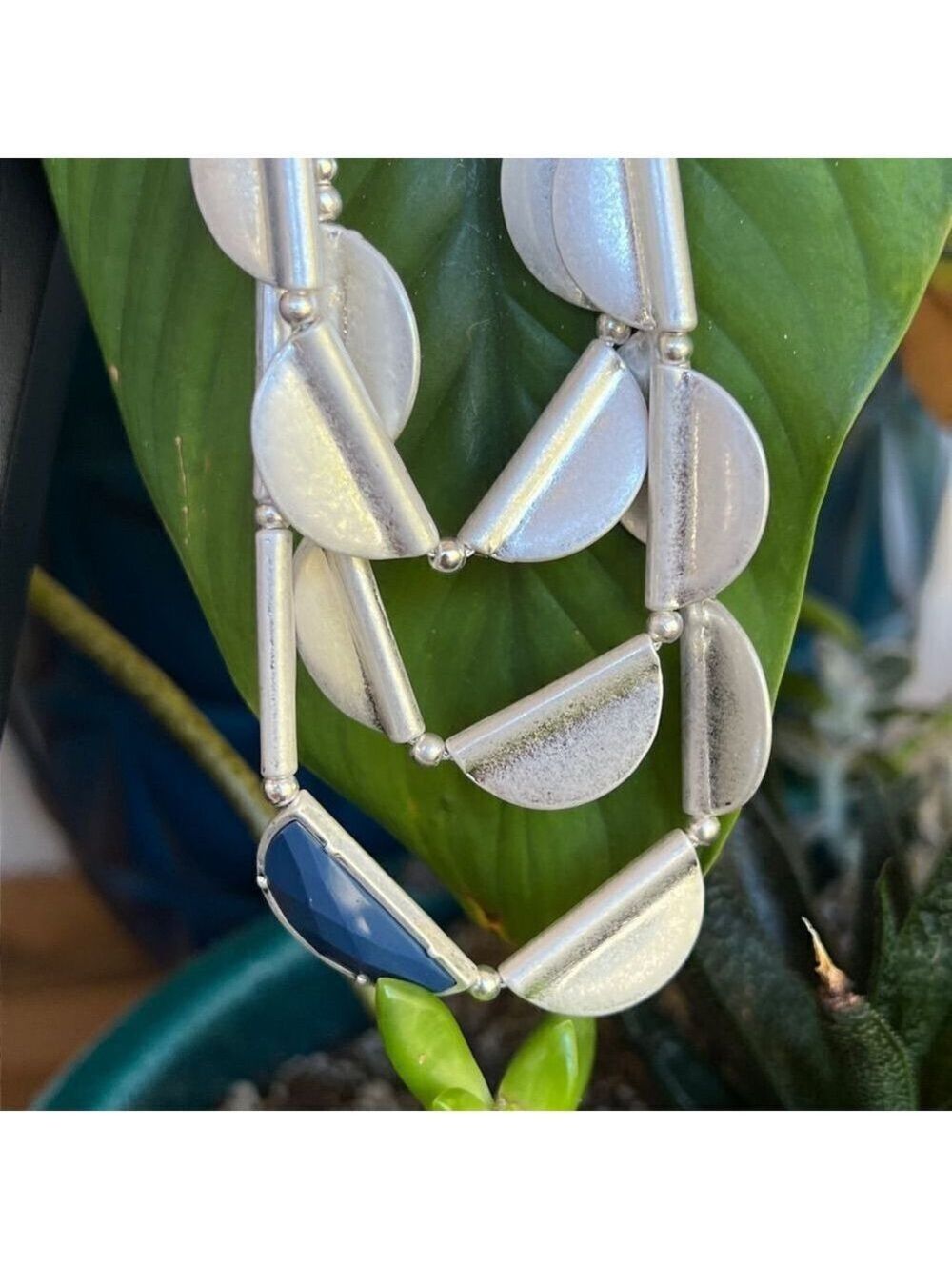 Boho Silver Blue Statement Necklace  The Sak Jewelry